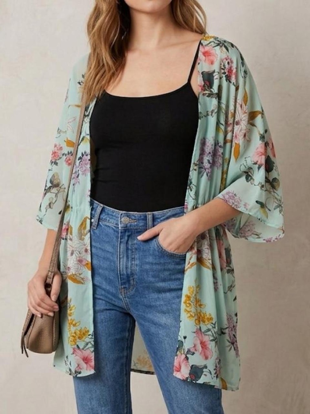 Mint Floral Lightweight Kimono